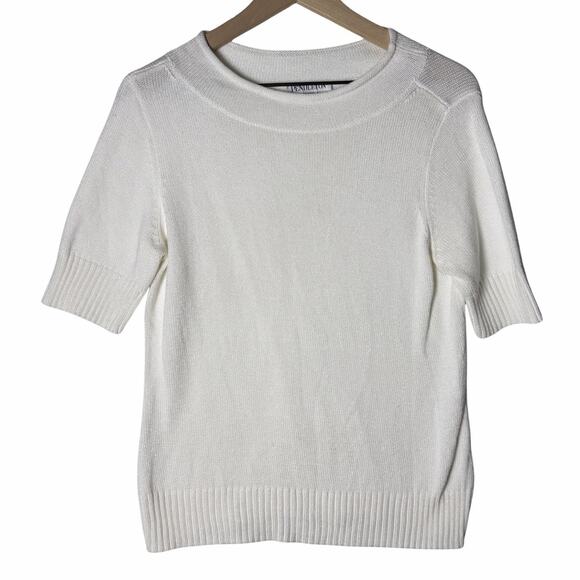 Pendleton Sweaters - Pendleton Mock Neck Short Sleeve Sweater White Cotton Blend Women’s Size M
